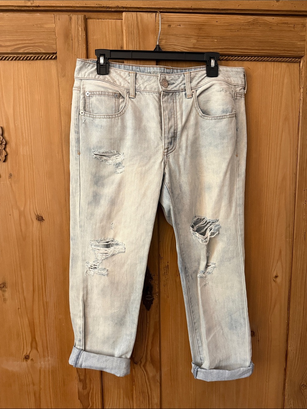 American Eagle Boy Crop Distressed Cropped Jeans Size 8
